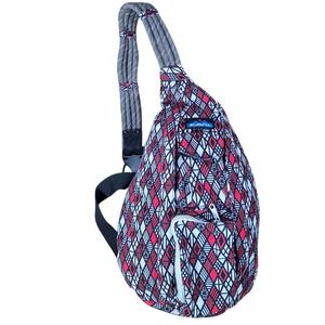 KAVU Rope Sling Bag Red White Black Geometric Crossbody Backpack